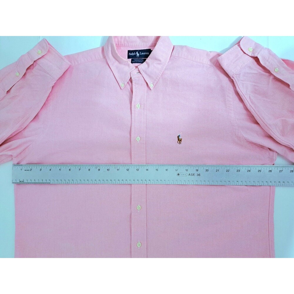 Ralph Lauren Yarmouth Shirt Men 16 1/2-33 Oxford Long Sleeve Button Pink Vintage - Picture 5 of 7